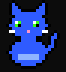 A small blue pixel cat